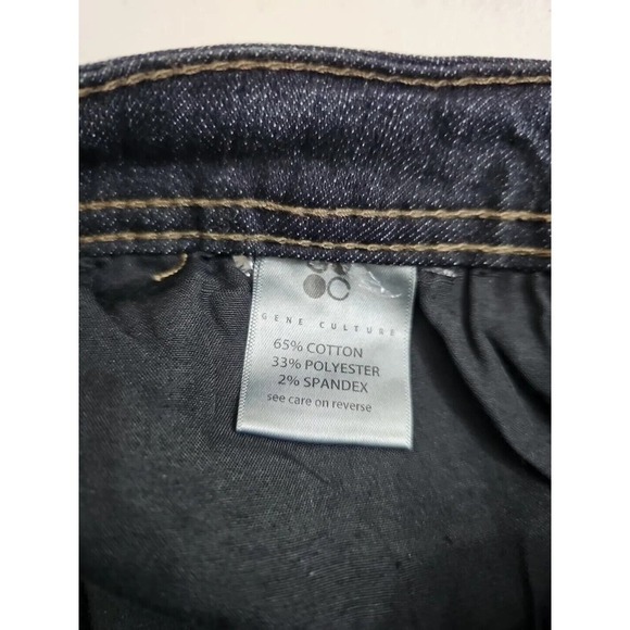 Gene Culture ~Woman Size 12~ Dark Wash Denim Mid Rise Boot Cut Jeans Black. - Picture 9 of 12